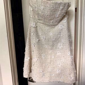 Anthropologie Cream Textured Floral A-Line Dress